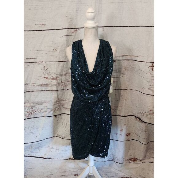 Eliza J Sequin Blouson Bodice Cocktail Dress Size 10 NWT - Picture 2 of 7